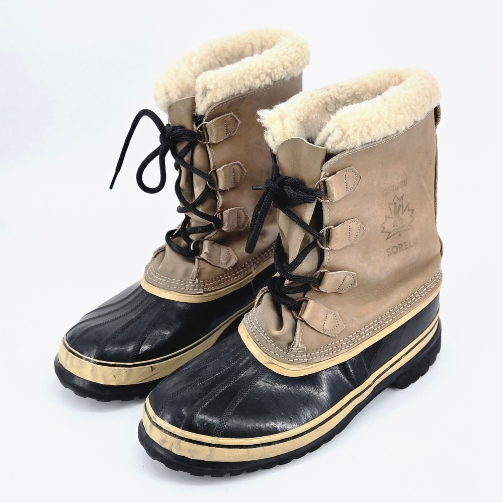 Sorel Caribou Vintage Made in Canada Leather Waterproof Winter Snow Boots Men 12